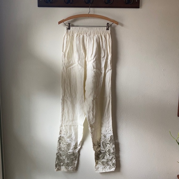 SOLD๐ซ Chasing Unicorns Freedom Now Cutwork Linen Pants sz S - Picture 9 of 17